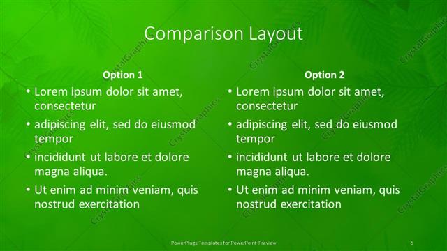 Comparison presentation slide layout