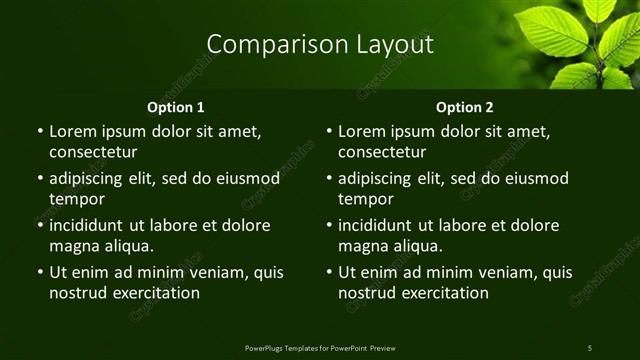 Comparison presentation slide layout