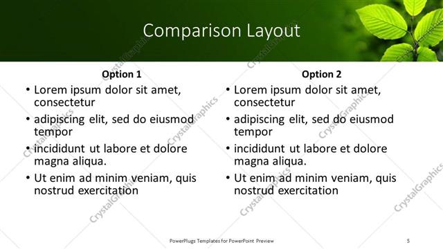 Comparison presentation slide layout
