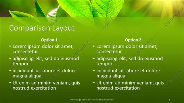 Comparison presentation slide layout