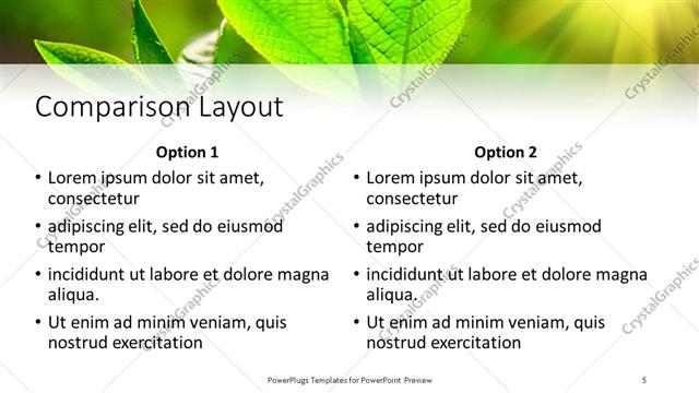 Comparison presentation slide layout