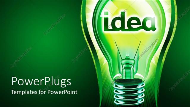  Presentation with yellow green - Green lightbulb with yellow inside and the word idea