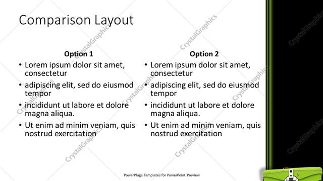 Comparison presentation slide layout