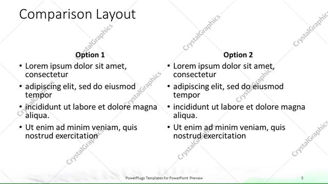 Comparison presentation slide layout