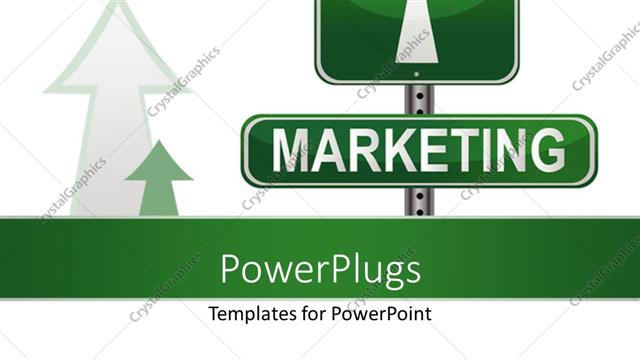  Presentation with marketing - Green marketing sign post with direction over white background