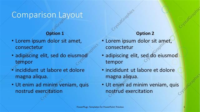 Comparison presentation slide layout