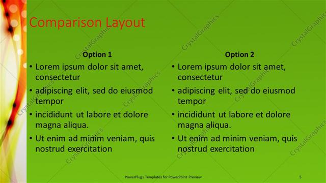 Comparison presentation slide layout