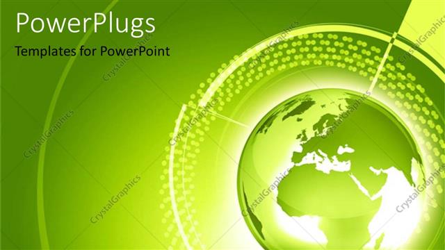  Presentation with green lines - Green partly transparent globe on green background with lines