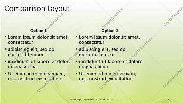 Comparison presentation slide layout