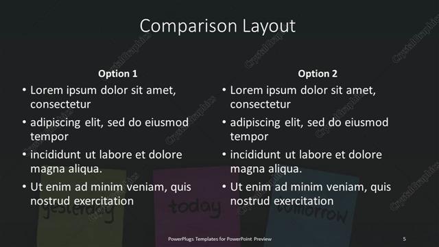 Comparison presentation slide layout