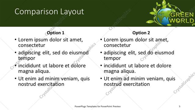 Comparison presentation slide layout