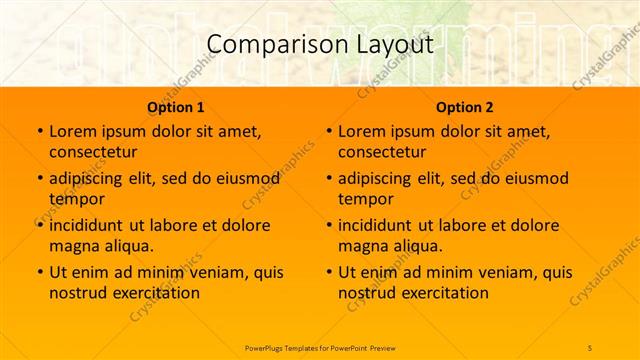 Comparison presentation slide layout