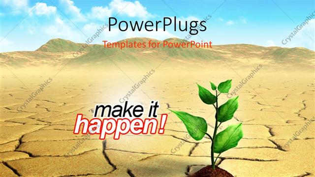  Presentation with land - A green plant in the soil with barren land alongside