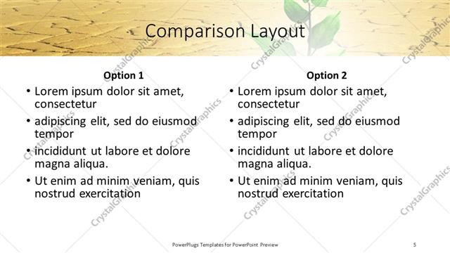 Comparison presentation slide layout