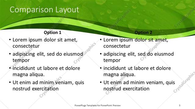 Comparison presentation slide layout