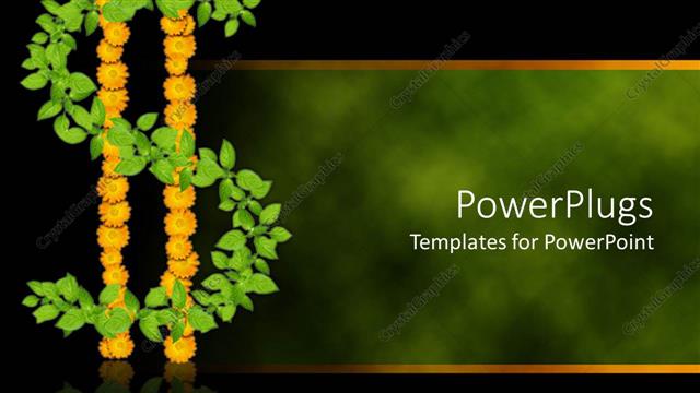  Presentation with foggy - Green plant and yellow flowers forming dollar sign on foggy green and black background