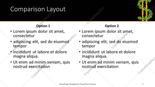 Comparison presentation slide layout