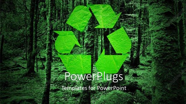  Presentation with forest - Green recycling symbol and forest