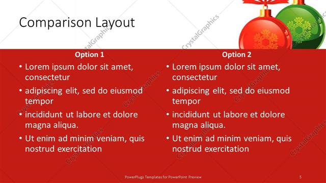 Comparison presentation slide layout