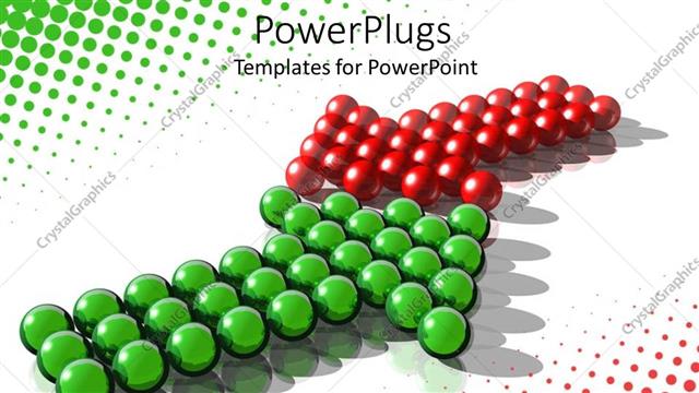  Presentation with red spheres - Green and red spheres arranged to form arrows on white surface