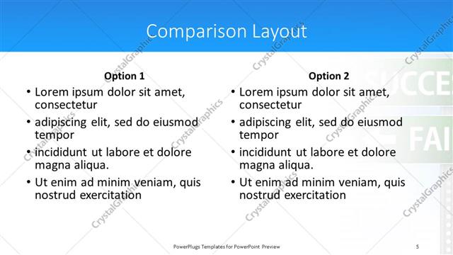 Comparison presentation slide layout