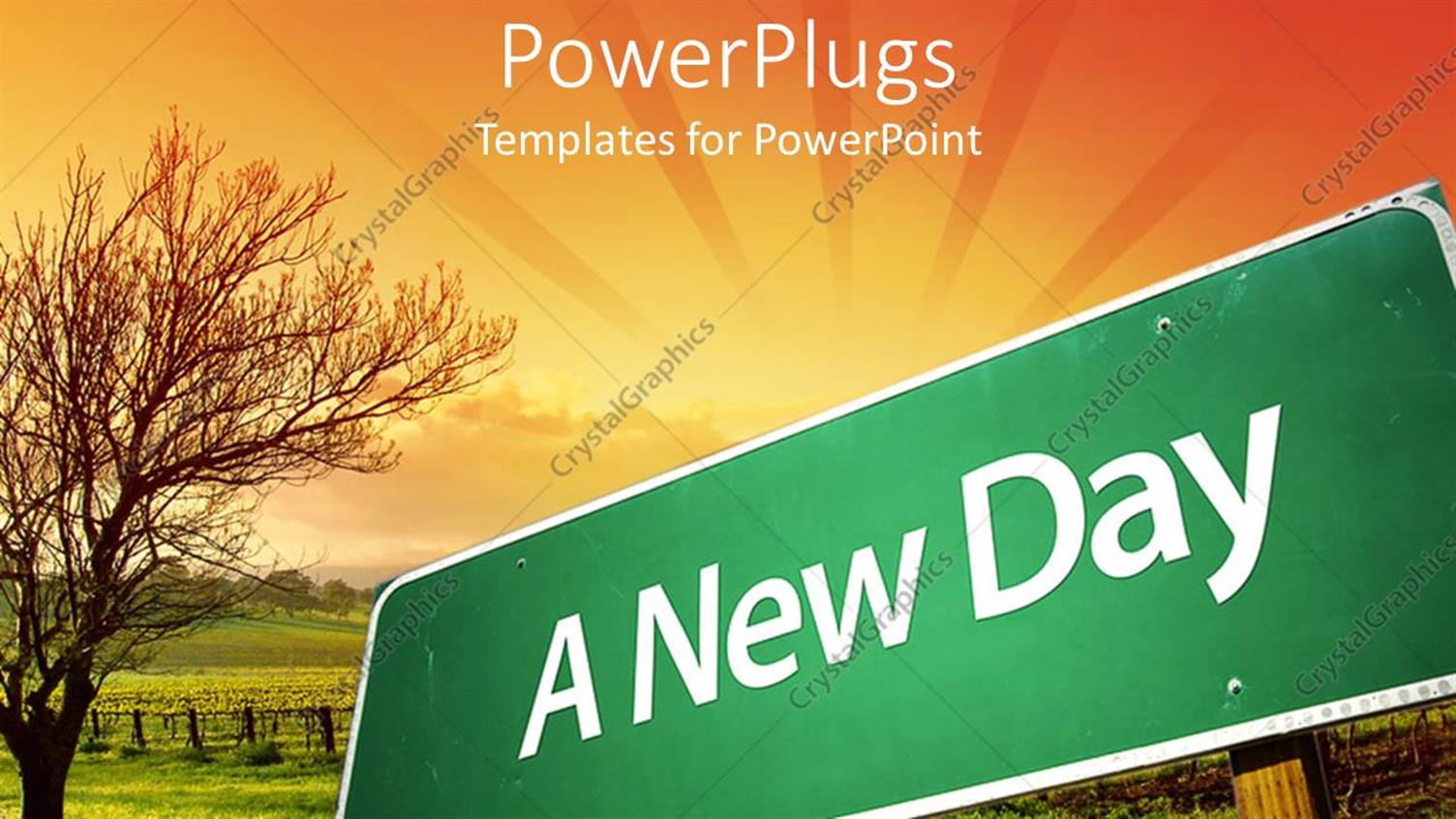 Featuring Green Road Sign Post with a New Day Text