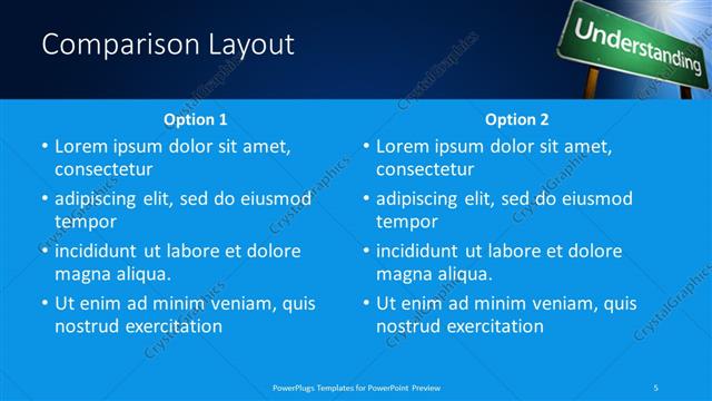 Comparison presentation slide layout
