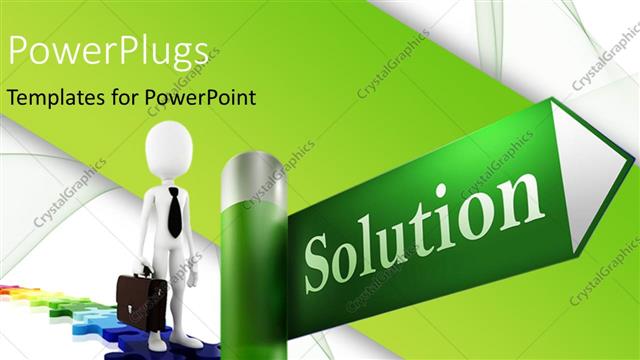  Presentation with professional - 3D business professional walks on jigsaw road with solution signpost