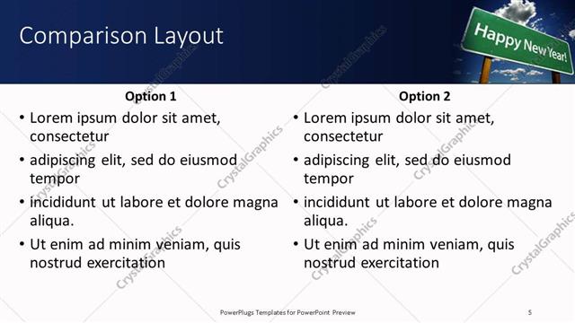 Comparison presentation slide layout