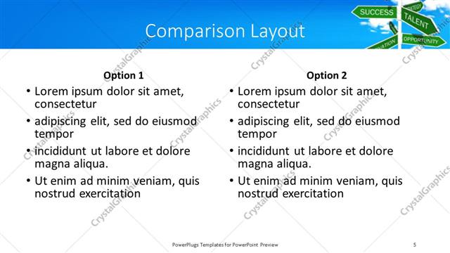Comparison presentation slide layout