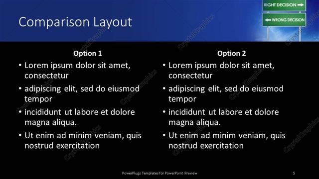 Comparison presentation slide layout