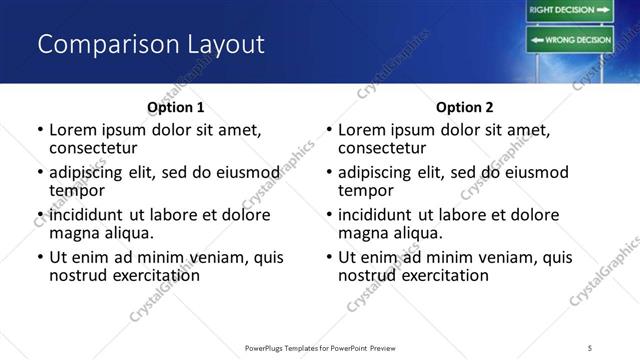 Comparison presentation slide layout