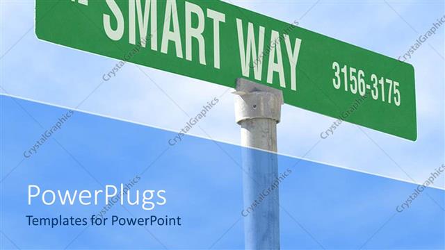  Presentation with smart - Green signpost with the smart way words and numbers on blue sky background
