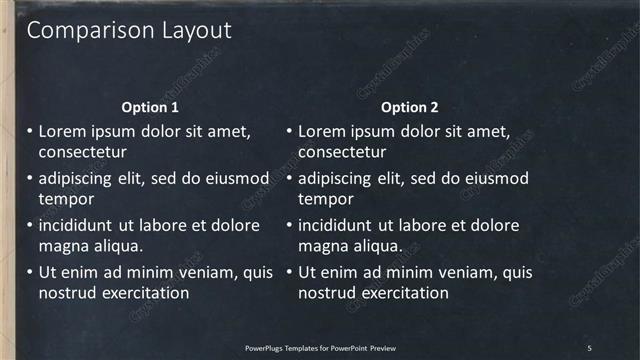 Comparison presentation slide layout