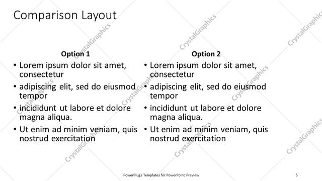 Comparison presentation slide layout