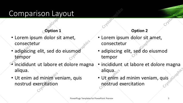 Comparison presentation slide layout