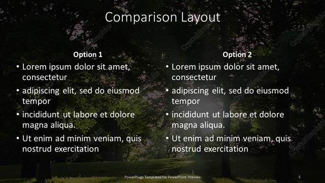 Comparison presentation slide layout