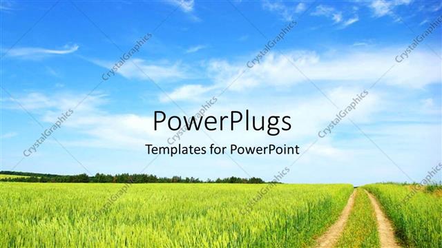  Presentation with agriculture - Green vegetation with tire trails with blur cloudy sky