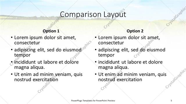 Comparison presentation slide layout
