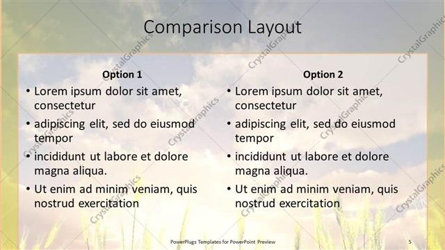 Comparison presentation slide layout