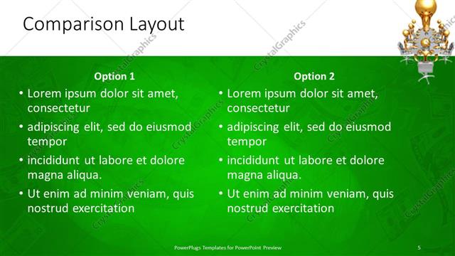 Comparison presentation slide layout