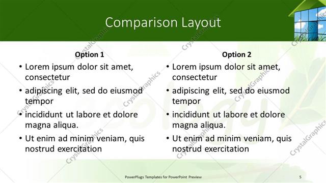 Comparison presentation slide layout