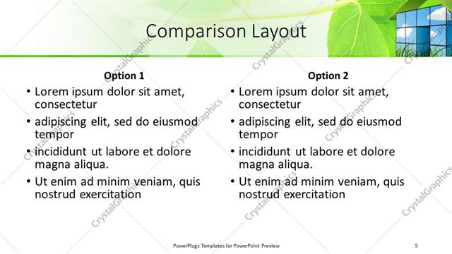 Comparison presentation slide layout