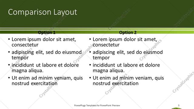 Comparison presentation slide layout