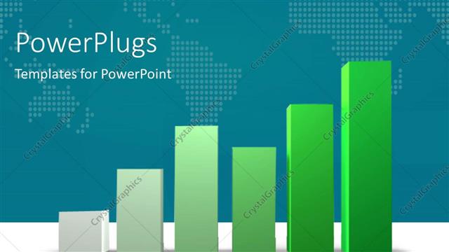  Presentation with world map - Green world map and bar charts on white reflective surface