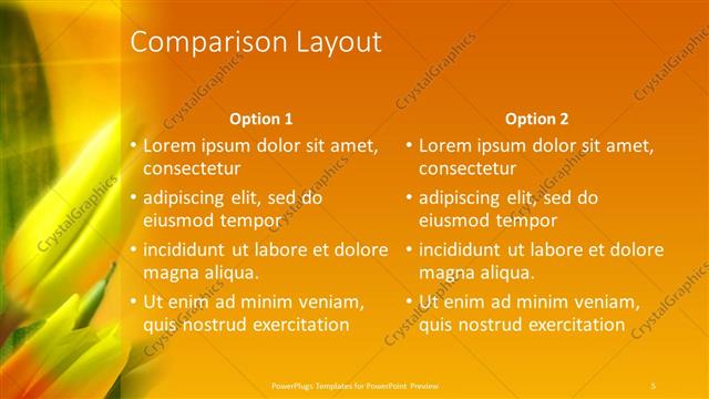 Comparison presentation slide layout