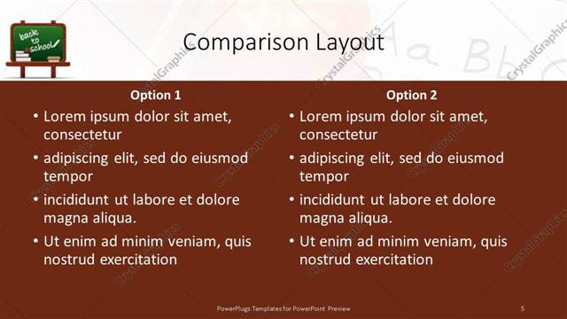 Comparison presentation slide layout