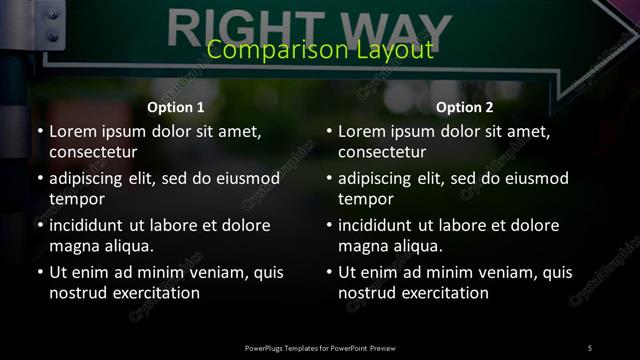 Comparison presentation slide layout