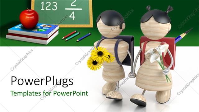  Presentation with school kids - A greenish background with the kids going to school