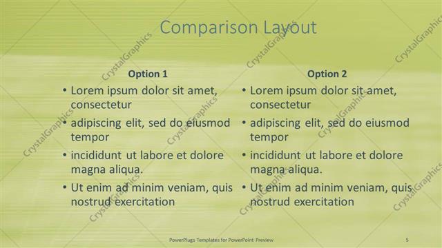 Comparison presentation slide layout